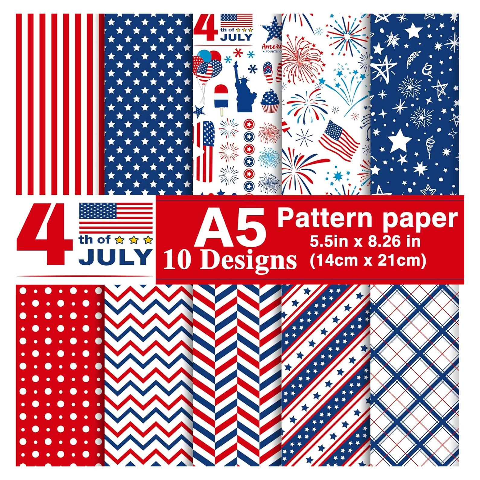 Conjunto de Papel Decorativo Morcheiong 60 Hojas A5 4 de Julio