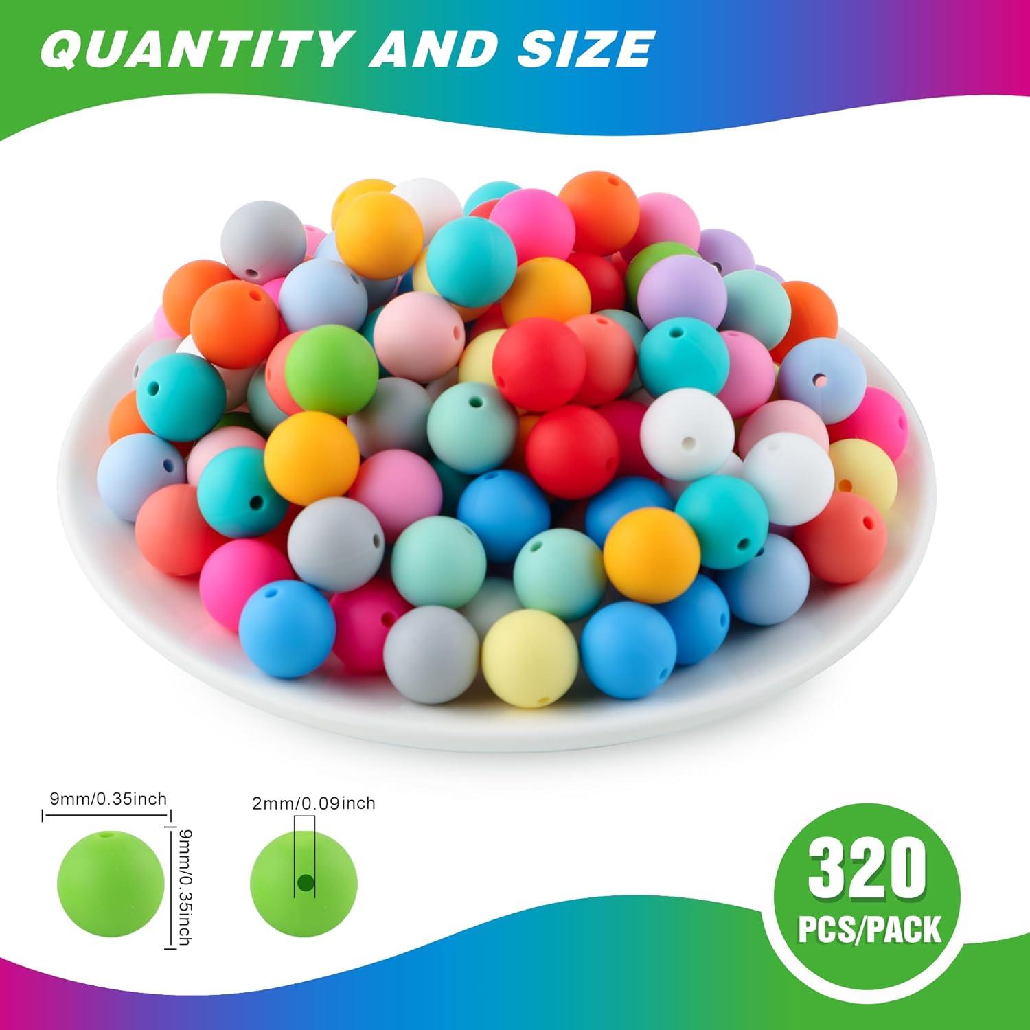 Perlas de Silicona 320Pcs 9mm Multicolor Sunrony para Manualidades