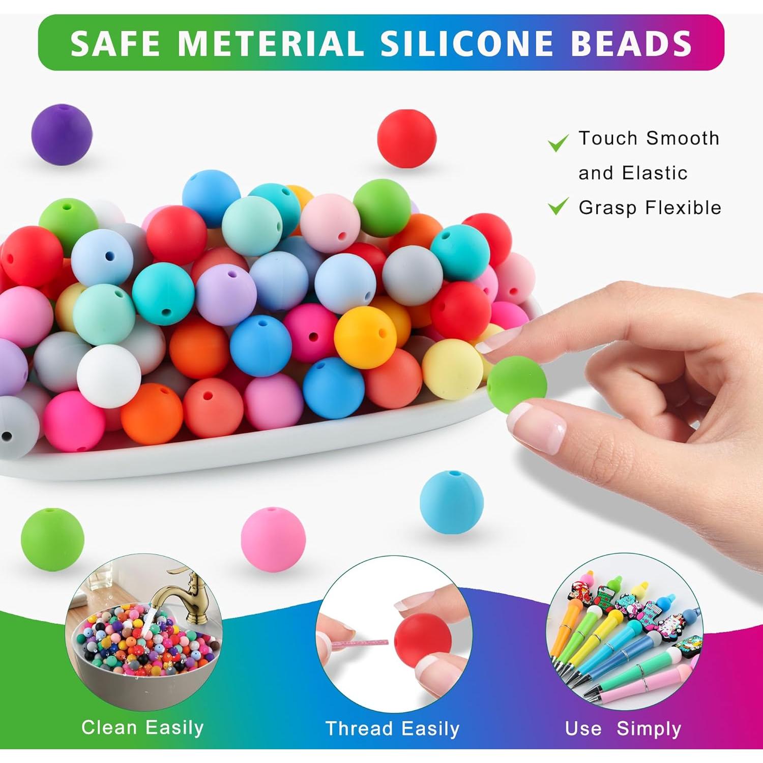 Perlas de Silicona 320Pcs 9mm Multicolor Sunrony para Manualidades