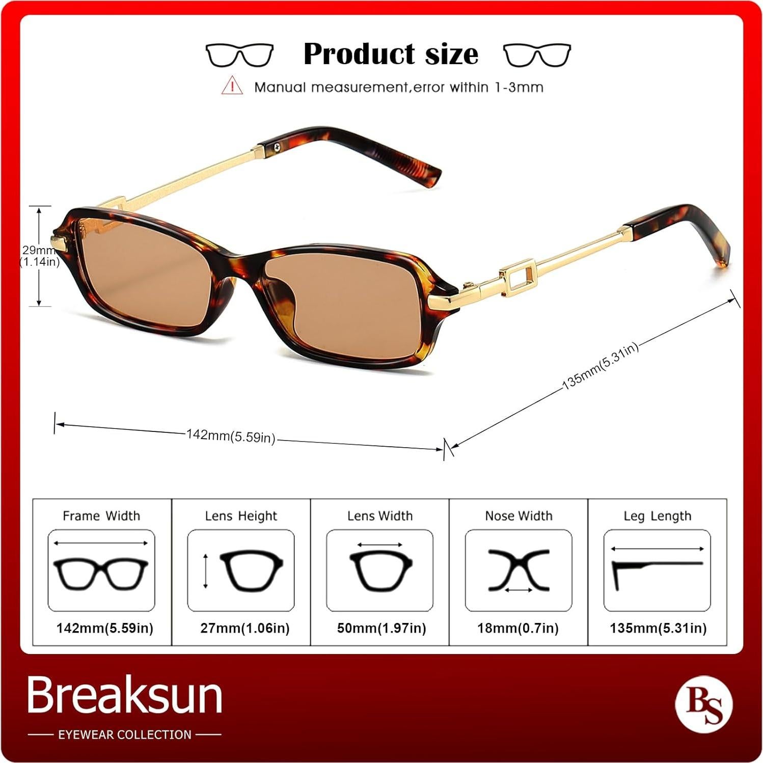 Gafas de sol rectangulares retro Breaksun 2025 UV400