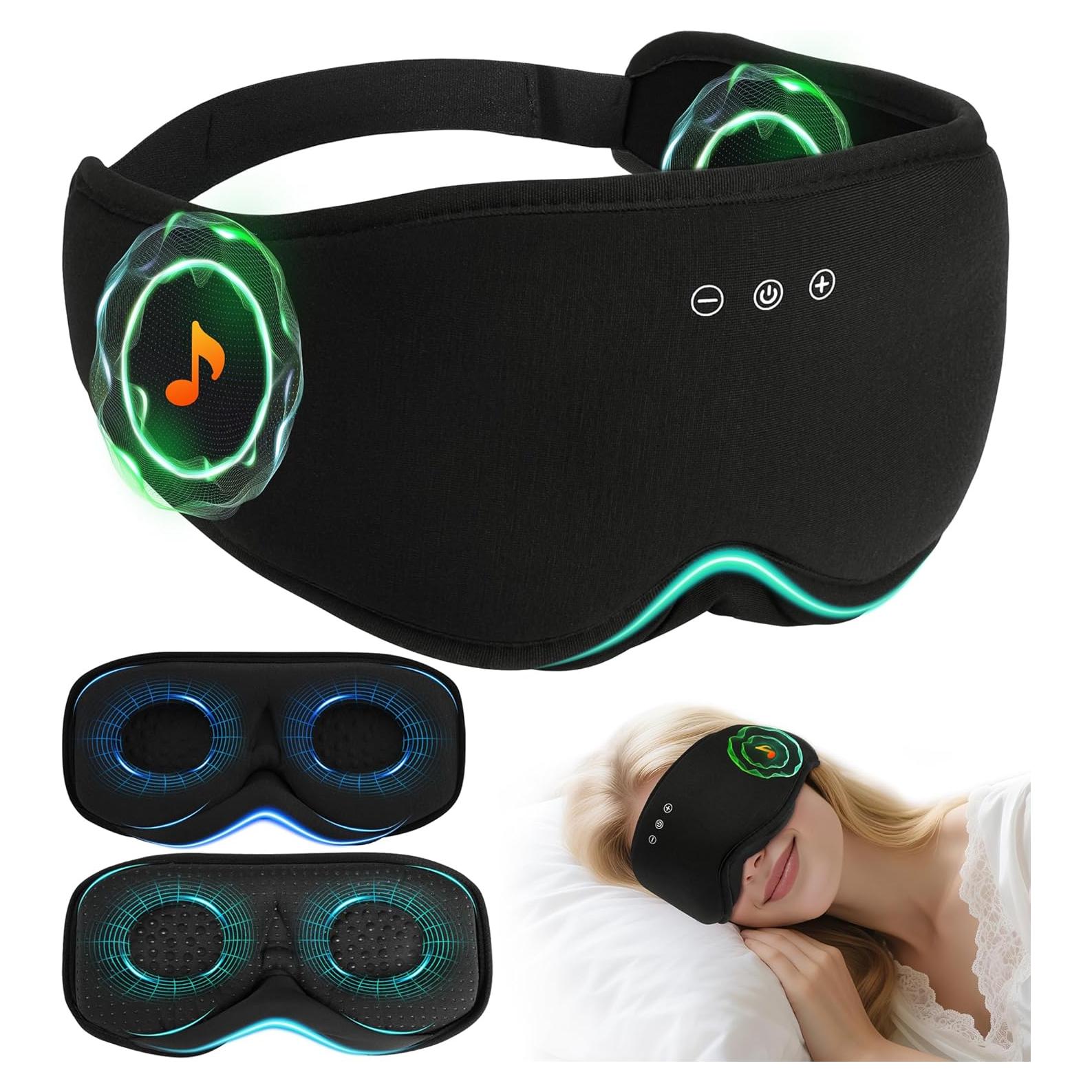 Máscara de Sueño Bluetooth LC-dolida 3D Algodón Bambú Negra