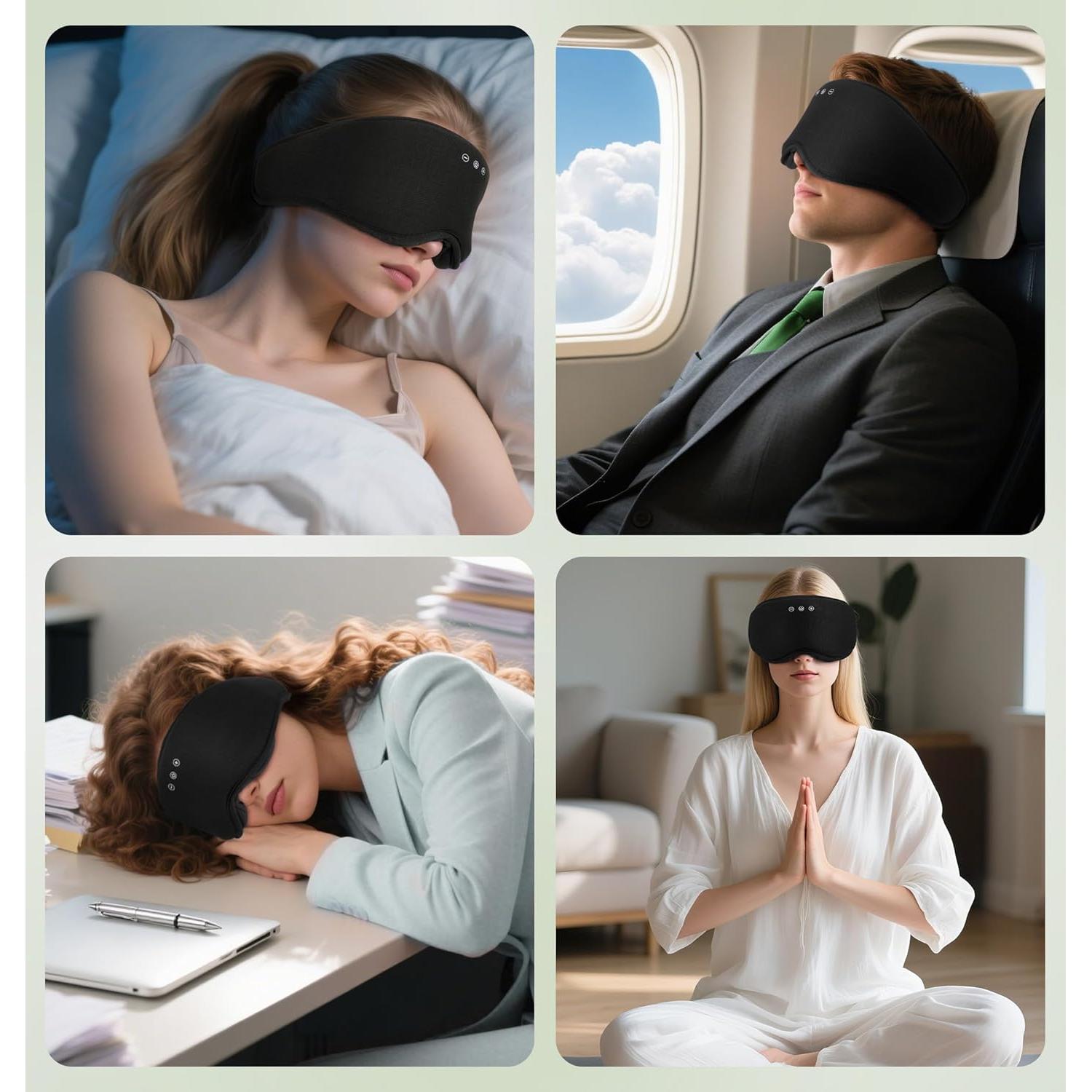 Máscara de Sueño Bluetooth LC-dolida 3D Algodón Bambú Negra