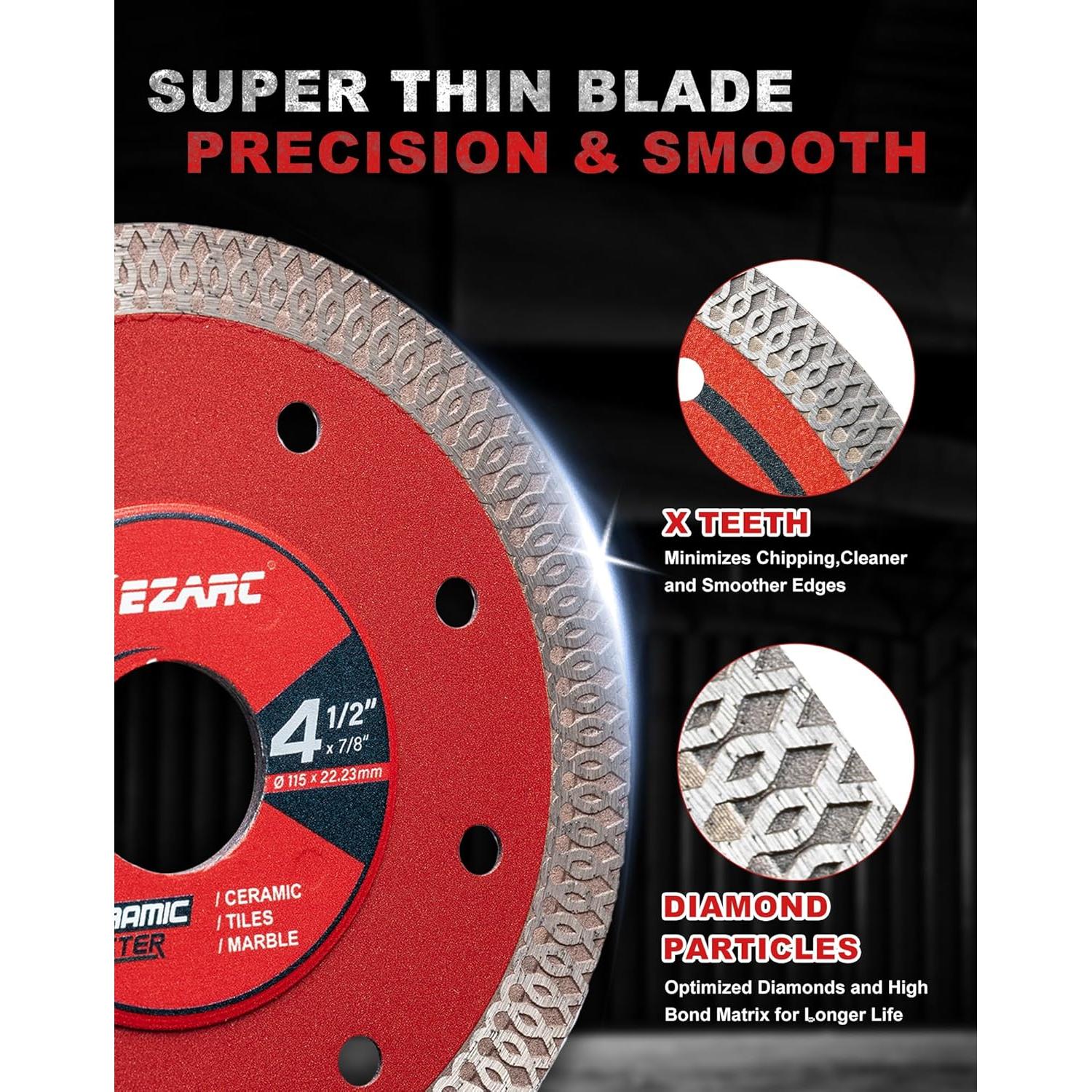 Hojas de sierra de diamante EZARC 4.5" para amoladora - 3PCS
