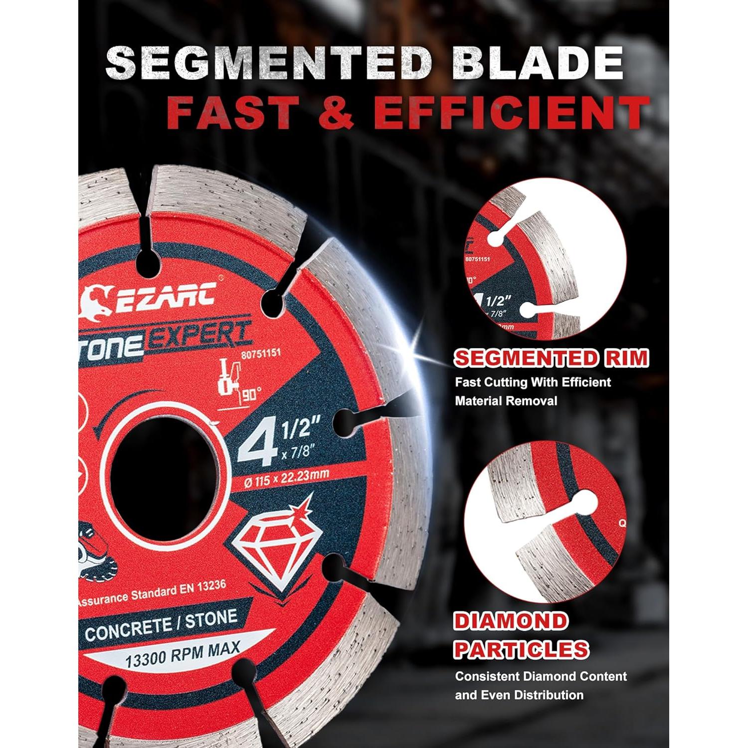 Hojas de sierra de diamante EZARC 4.5" para amoladora - 3PCS