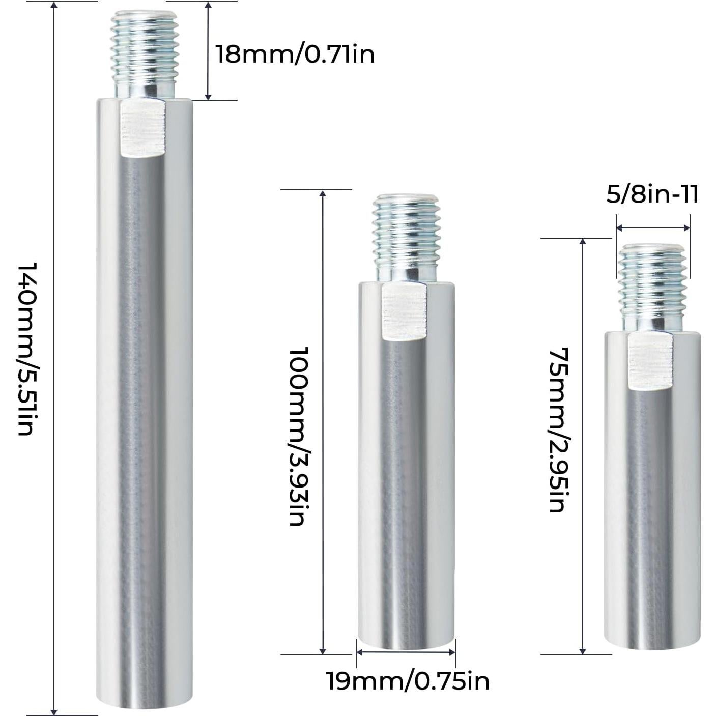 Varilla de Extensión para Amoladora Angular 5/8-11 Vrsafan - 3 Tamaños