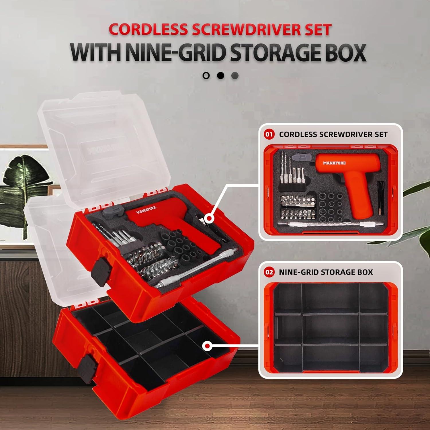 Juego de destornilladores eléctricos MANUFORE 55 piezas 3.7V