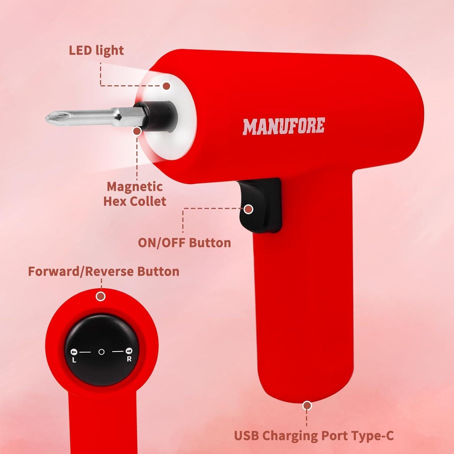 Juego de destornilladores eléctricos MANUFORE 55 piezas 3.7V