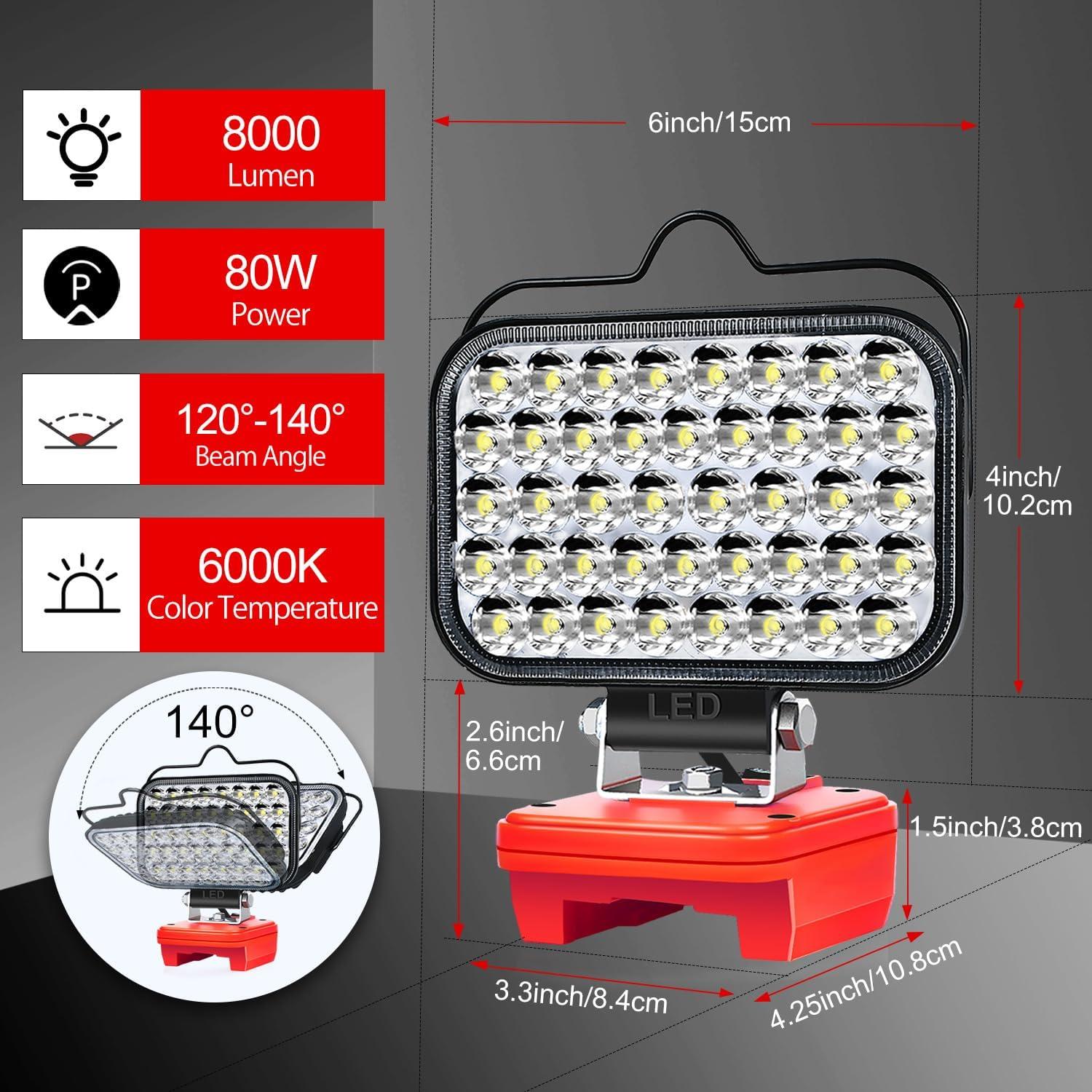 Luz de Trabajo LED Inalámbrica Milwaukee 80W 18V USB Tipo C