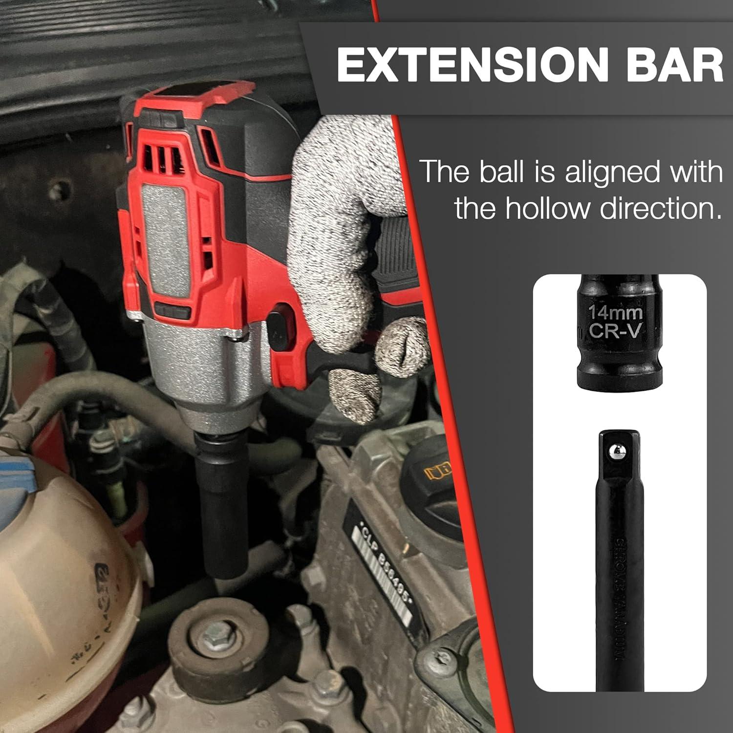 Juego de Enchufes de Impacto 33pcs EACELIY 1/2" (8-22mm) Acero Cr-V