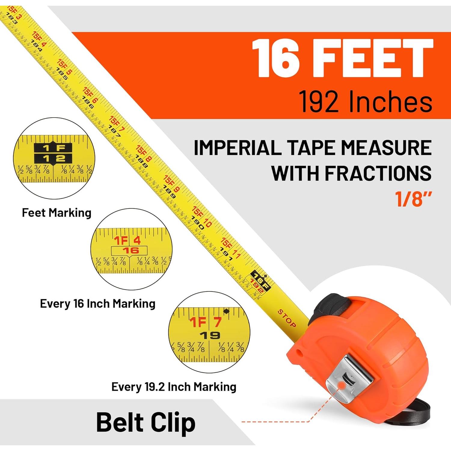Cinta Métrica ValueMax 5m 3 Pack con Fracciones 1/8
