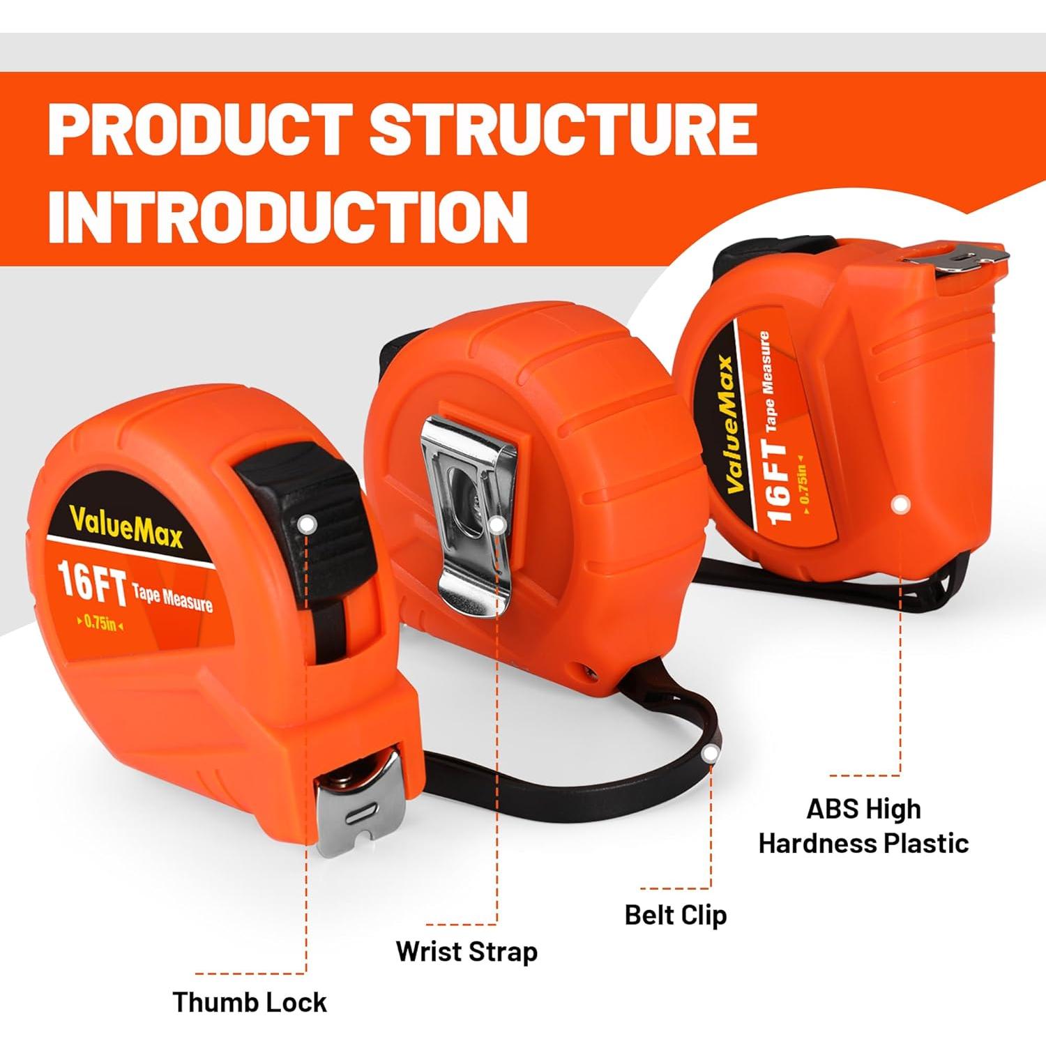 Cinta Métrica ValueMax 5m 3 Pack con Fracciones 1/8