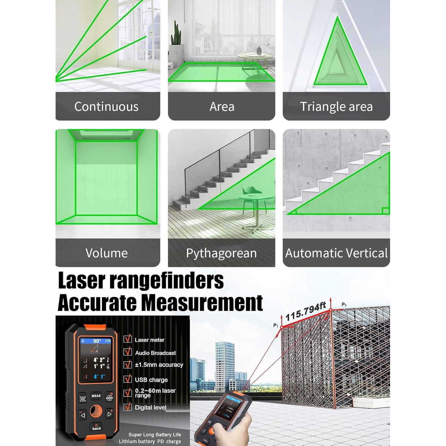 Escáner de Pared NOYAFA NF-518S 3 en 1 Medidor Laser 60m
