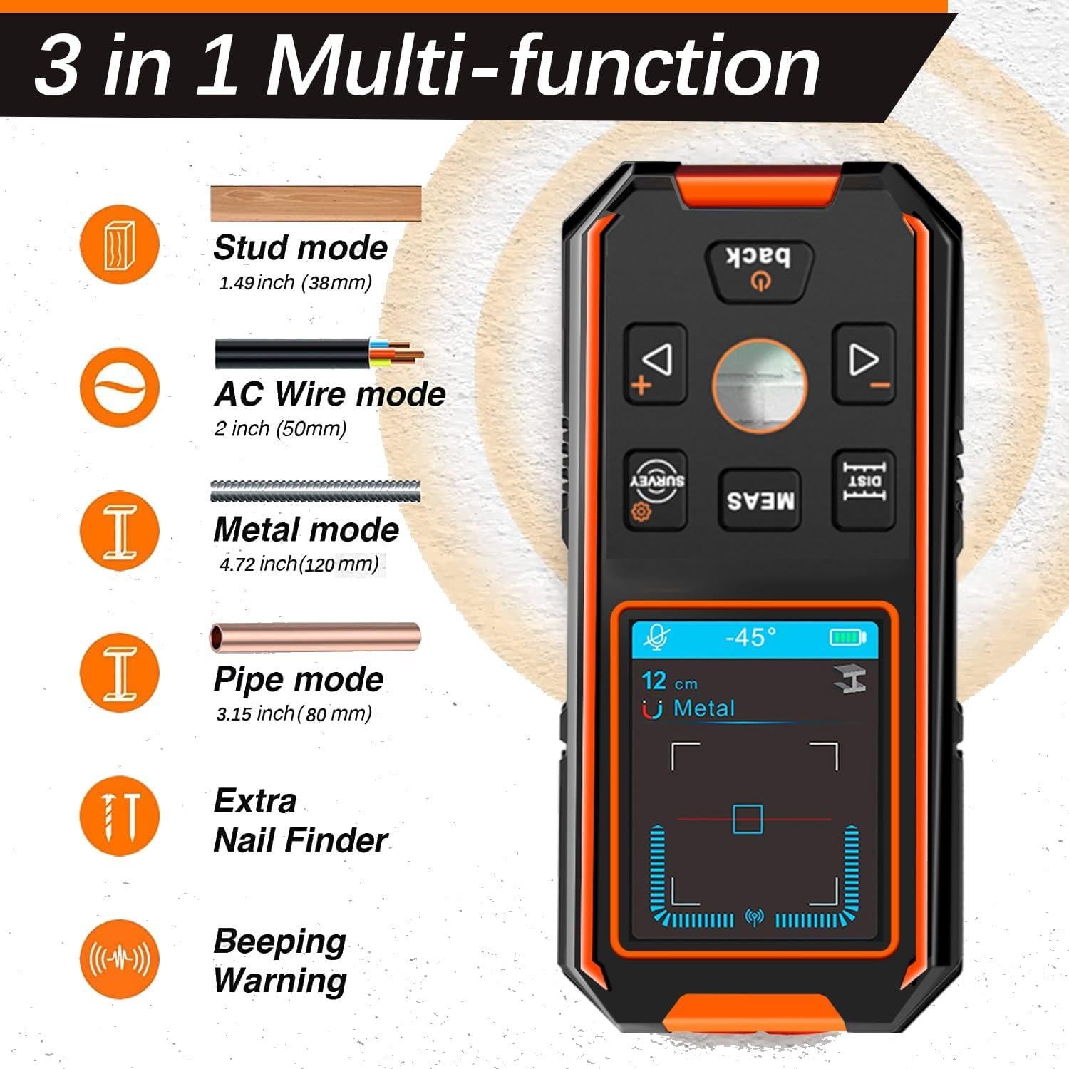 Escáner de Pared NOYAFA NF-518S 3 en 1 Medidor Laser 60m
