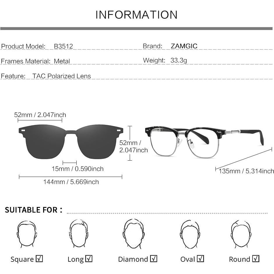 Gafas de Luz Azul y Sol Polarizadas ZAMGIC 2 en 1 Unisex