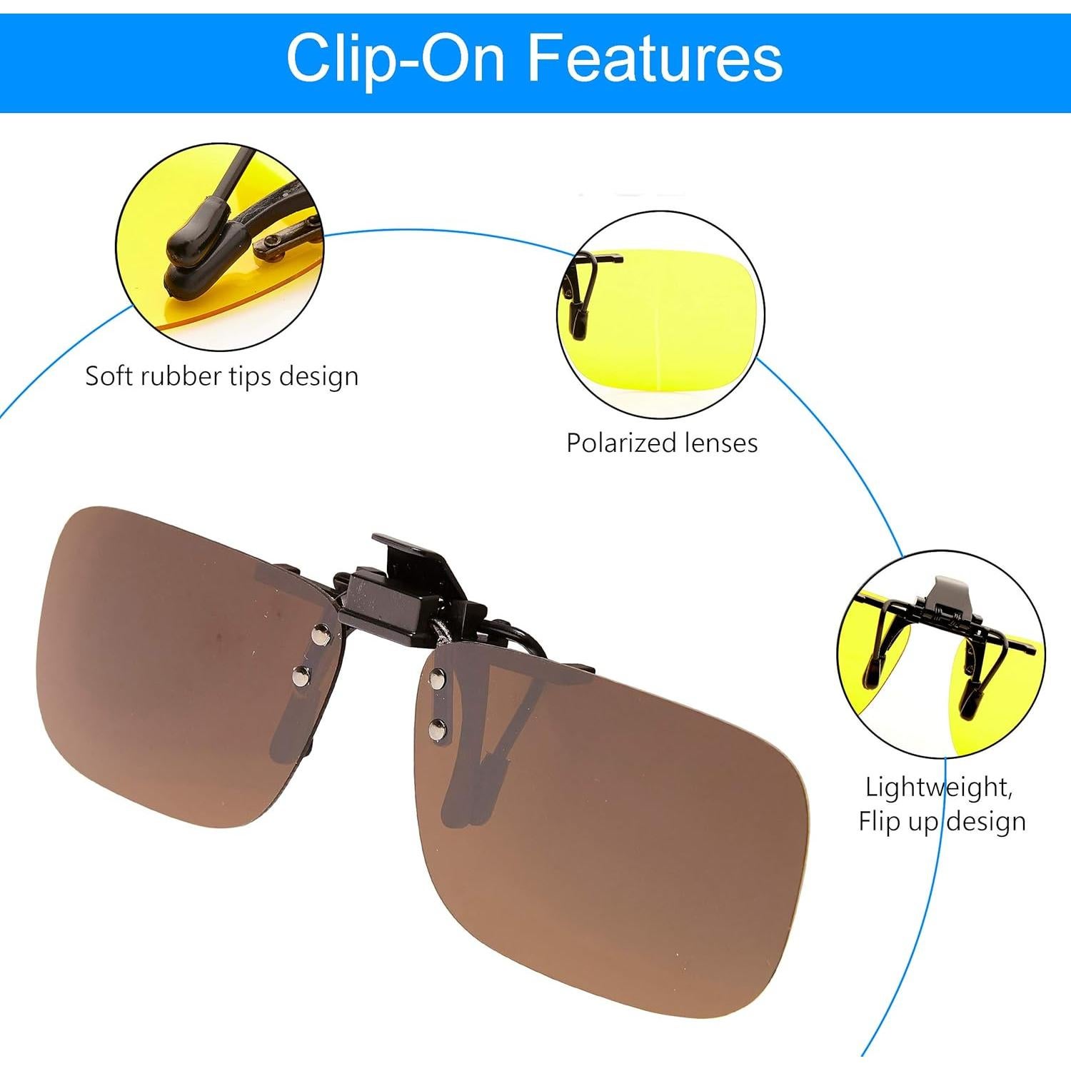 Gafas de Sol Clip On Polarizadas POLARS DESIGN Marrón y Amarillo