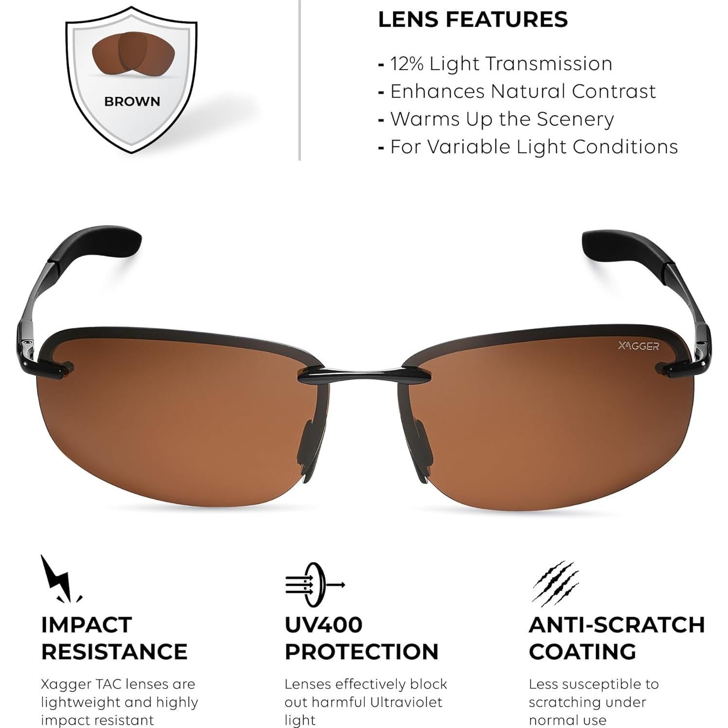 Gafas de Sol Polarizadas Xagger para Hombres UV400 Metal