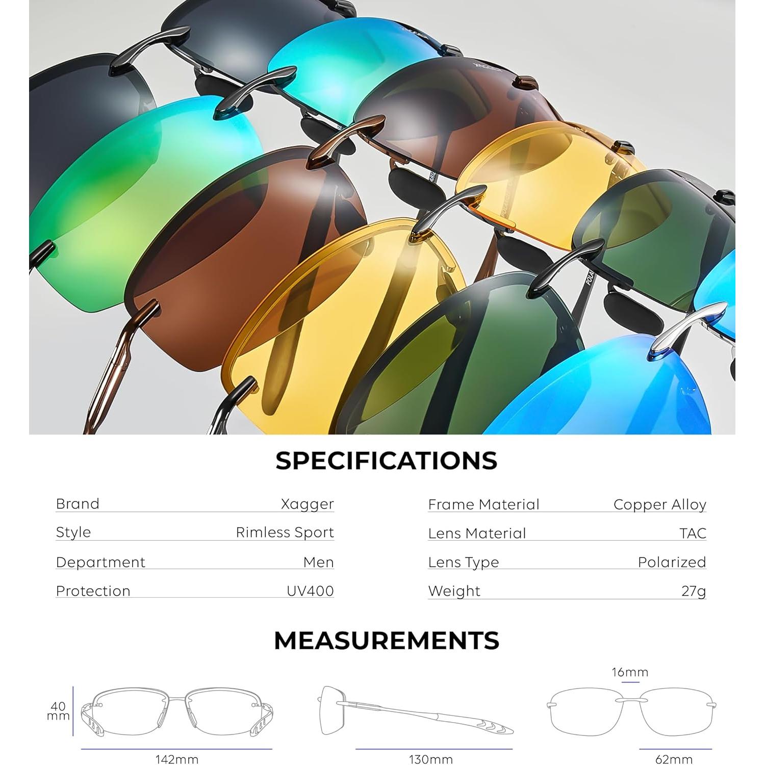 Gafas de Sol Polarizadas Xagger para Hombres UV400 Metal