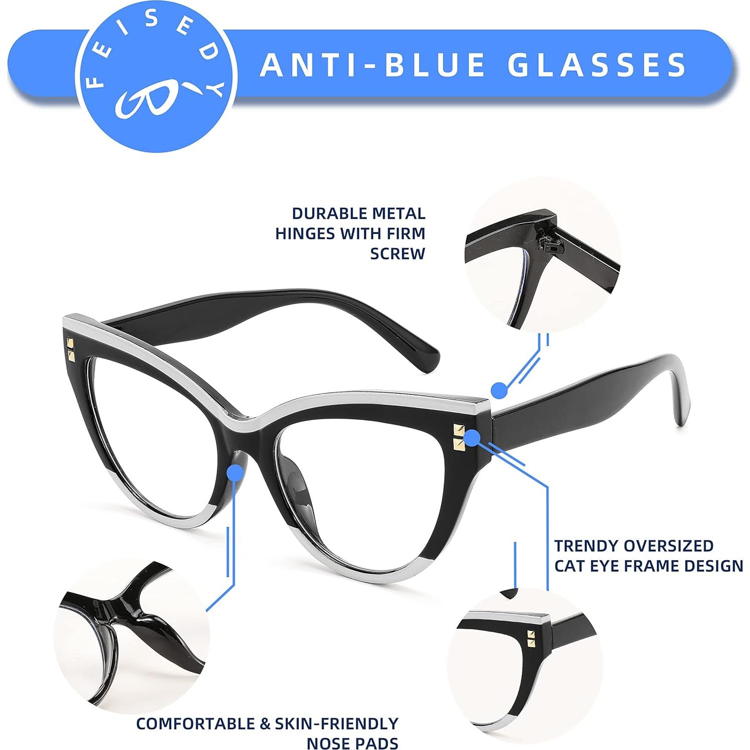 Gafas de Lectura FEISEDY Ojo de Gato Vintage Anti Luz Azul 1.5x