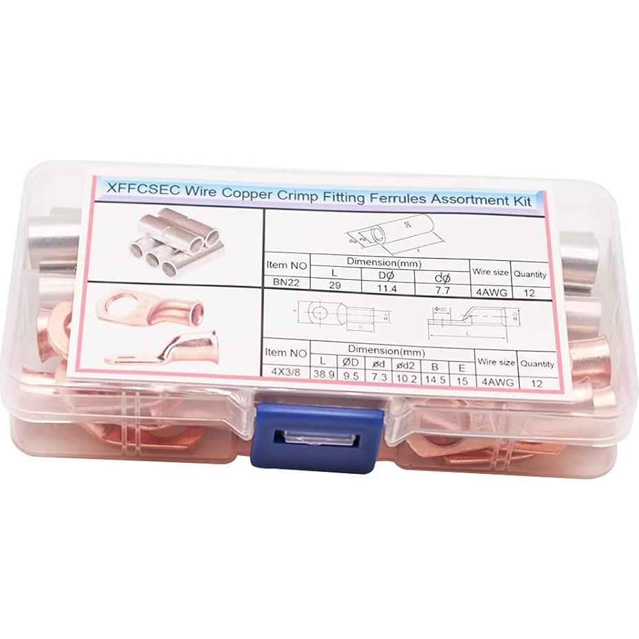 Kit de Conectores de Empalme y Anillo 4AWG XFFCSEC - 24 Piezas
