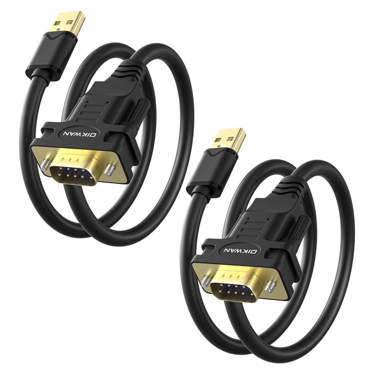 Cable USB a RS232 Serial DB9 Macho OIKWAN 2-Pack 1.83m