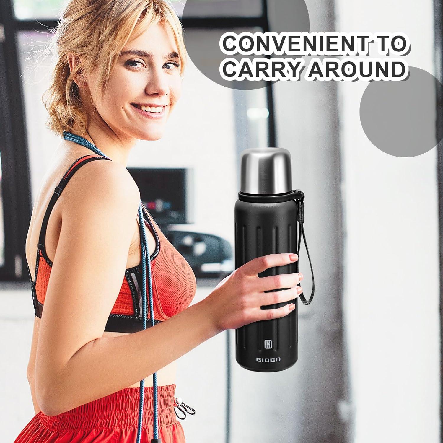 Botella Térmica de Acero Inoxidable GIOGD 600ml Negra