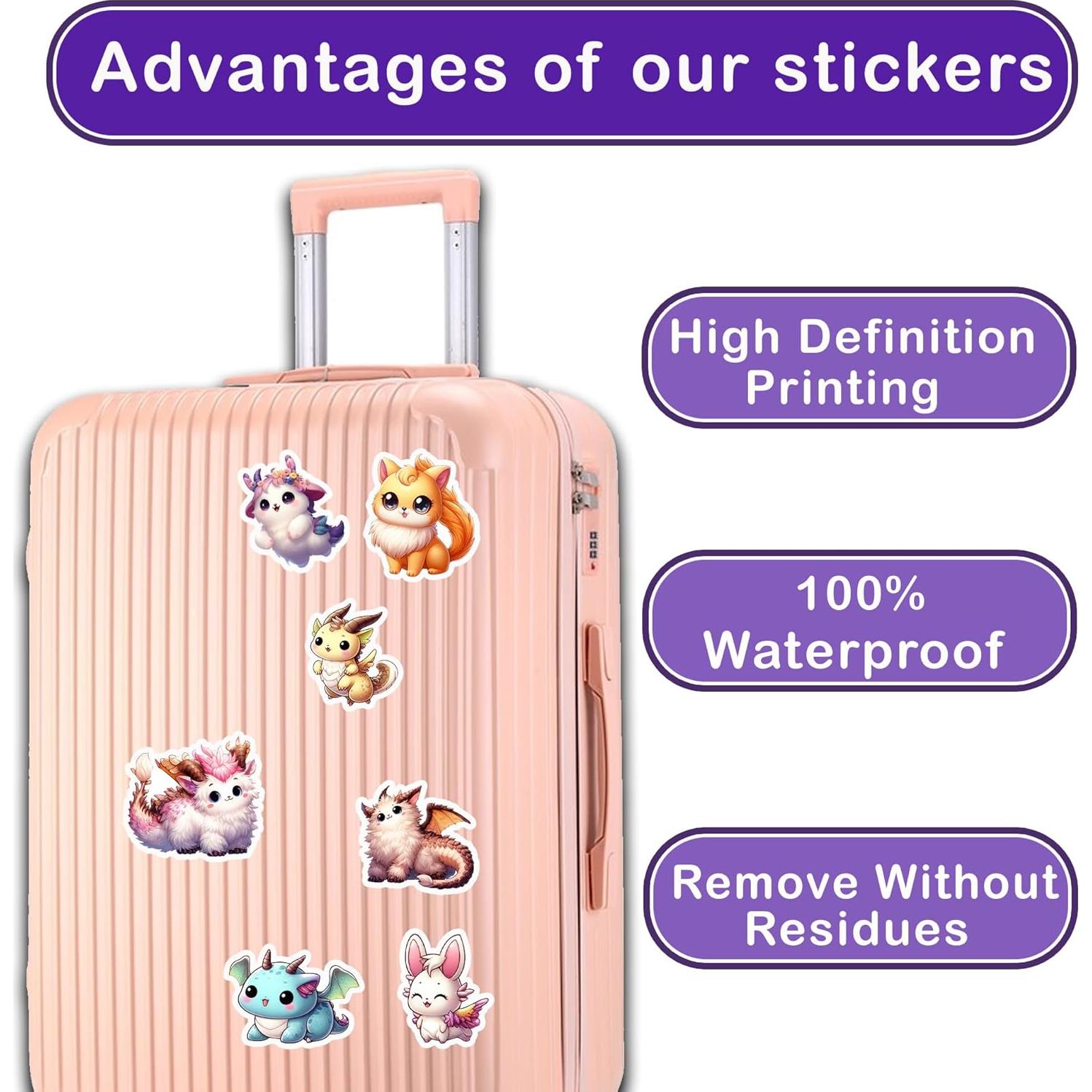 Pack 50 Pegatinas Kawaii de Animales BIGZORO Impermeables