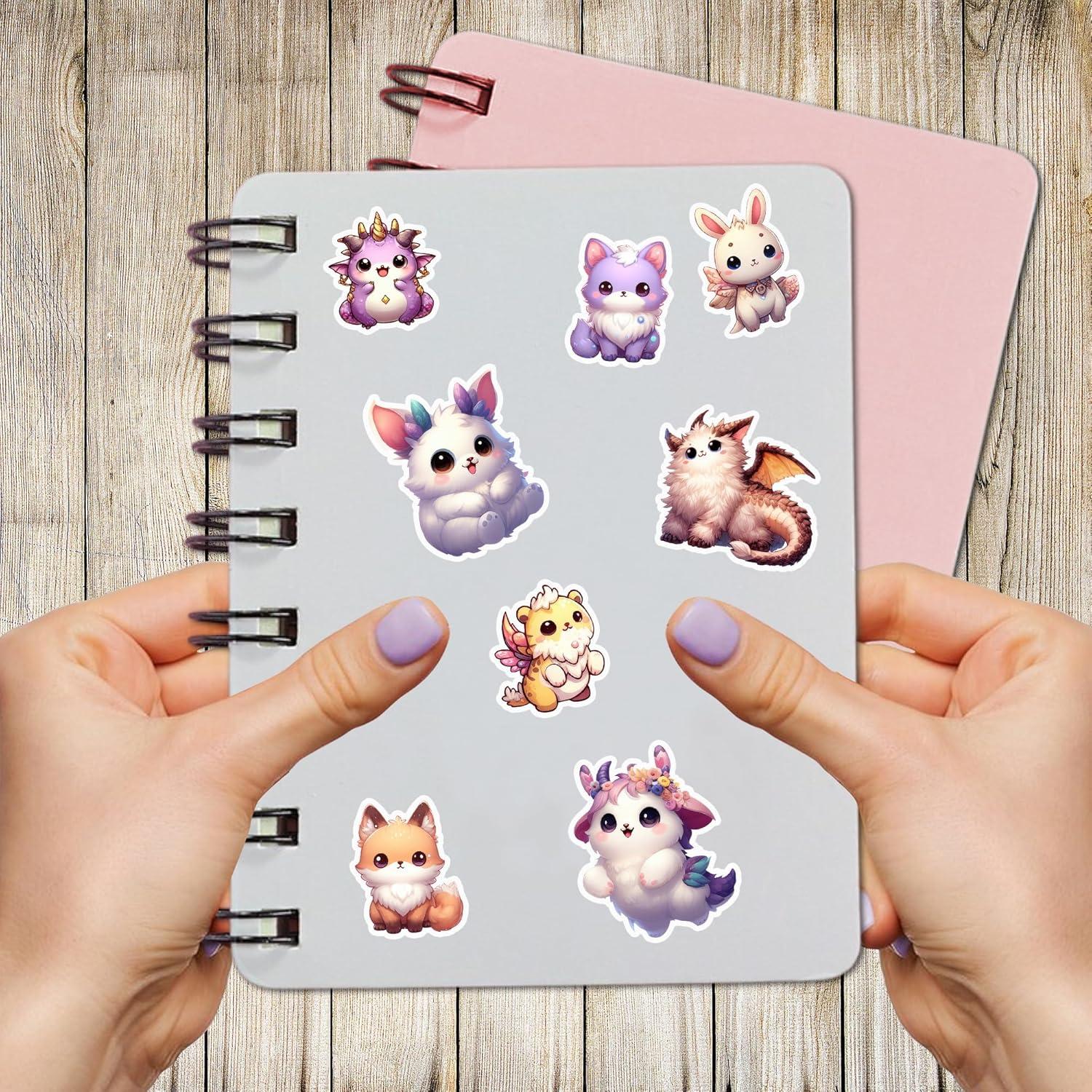 Pack 50 Pegatinas Kawaii de Animales BIGZORO Impermeables