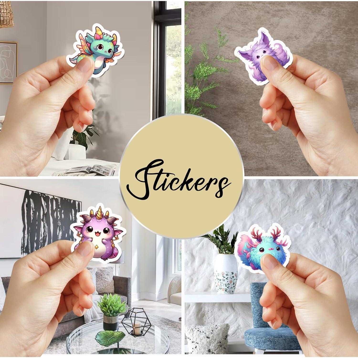 Pack 50 Pegatinas Kawaii de Animales BIGZORO Impermeables