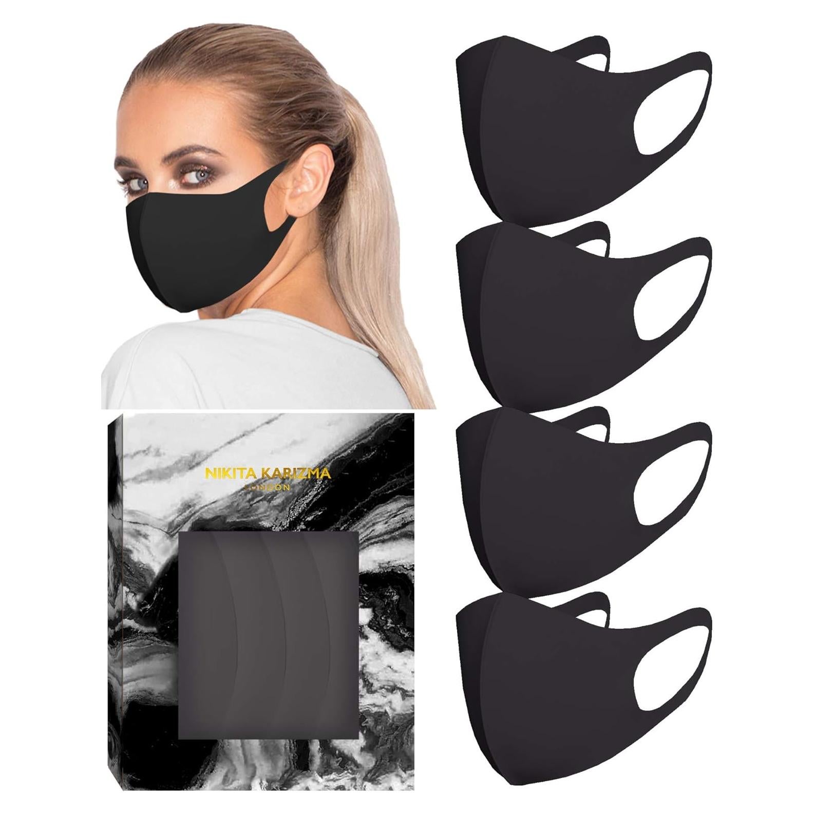 Mascarillas de Tela Reutilizables KARIZMA - 4 Piezas Negras