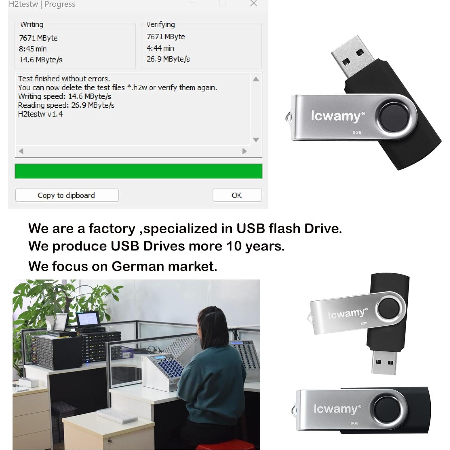 Pendrive USB 8GB MLC Negro - Paquete de 2 Unidades