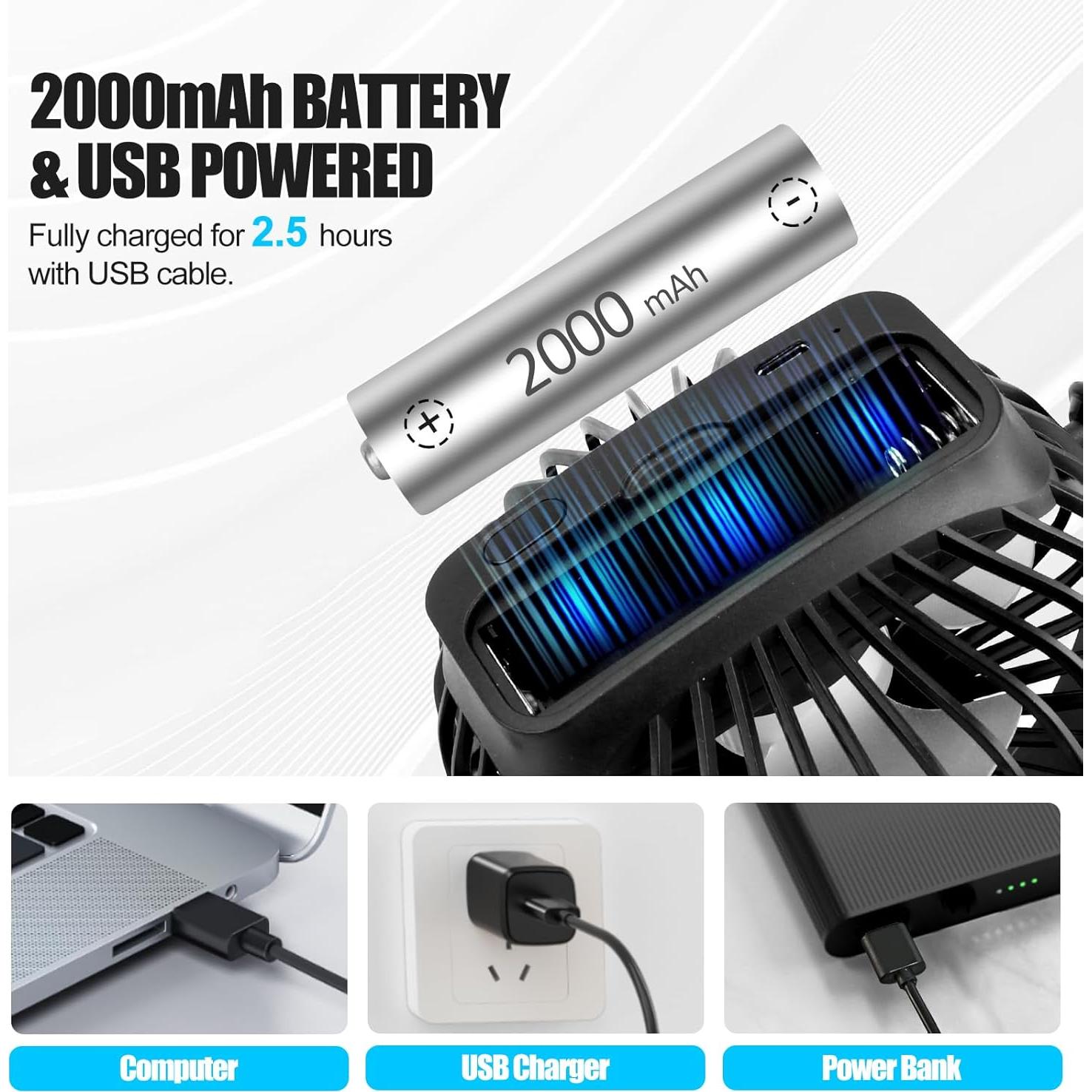 Ventilador Clip Portátil PureHome BlackFanH01 3 Velocidades