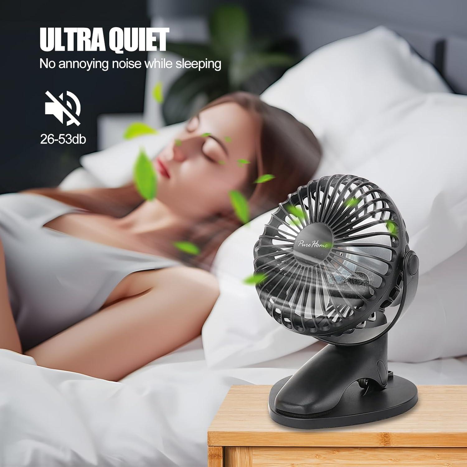 Ventilador Clip Portátil PureHome BlackFanH01 3 Velocidades