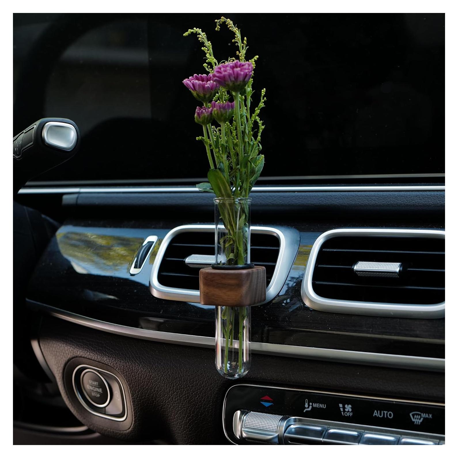 Jarrón de Flores para Auto LVBRT Modelo A 10cm Madera Natural