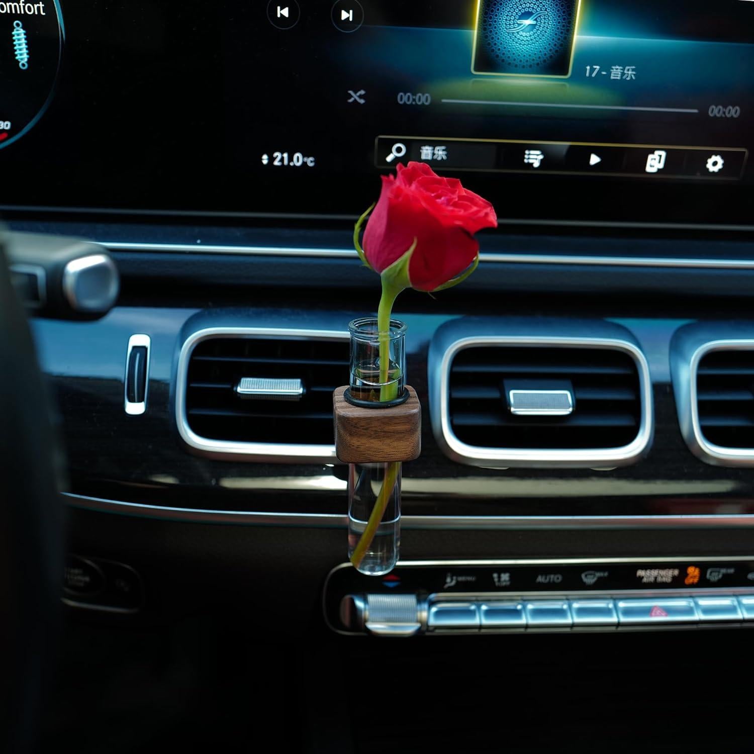 Jarrón de Flores para Auto LVBRT Modelo A 10cm Madera Natural