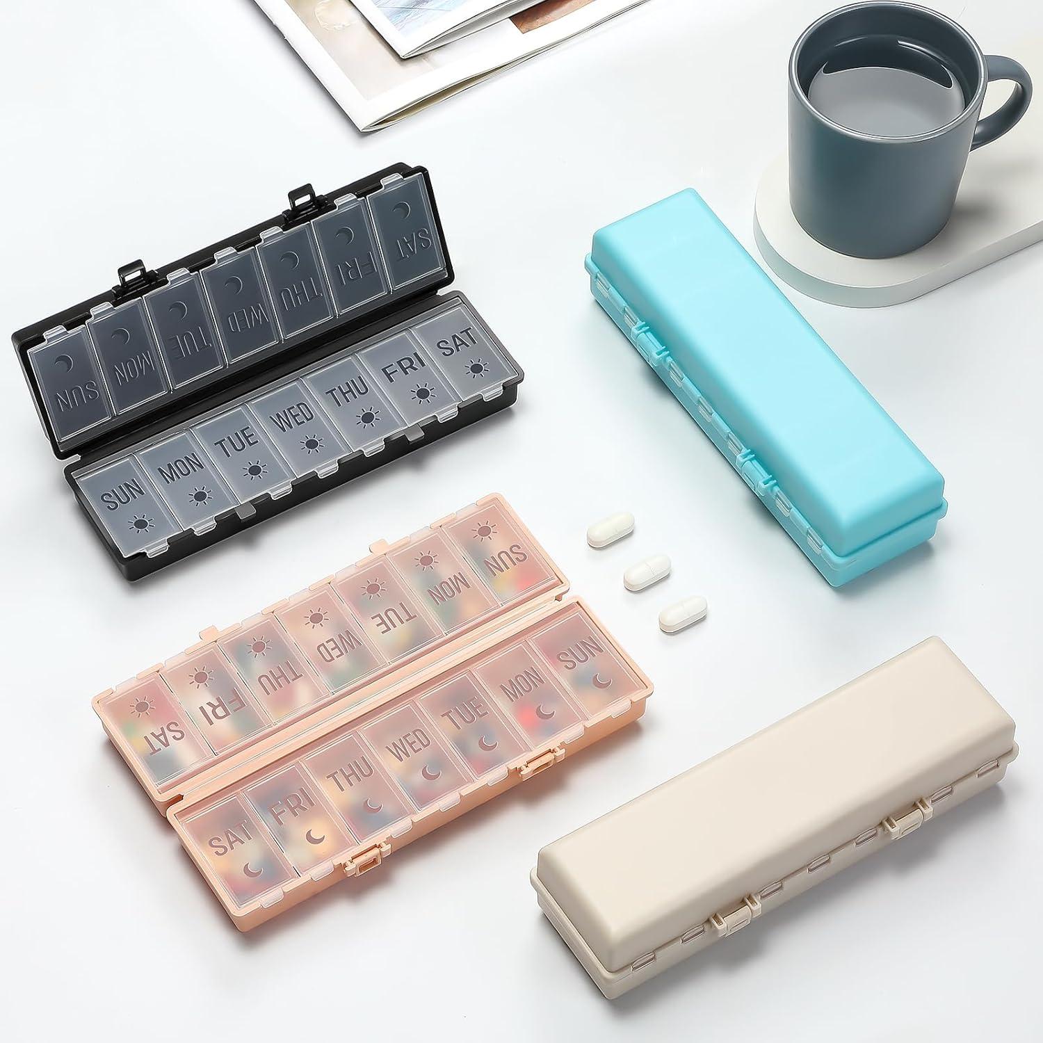 Organizador de Pastillas Plegable AOZITA 7 Días AM PM Negro