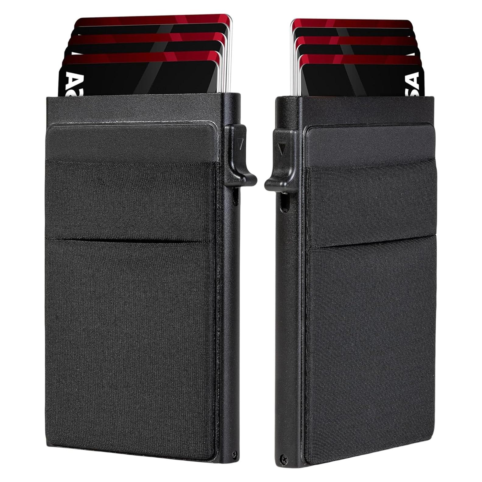 Billetera Slim Minimalista Aluminio RFID para Hombres - Negro