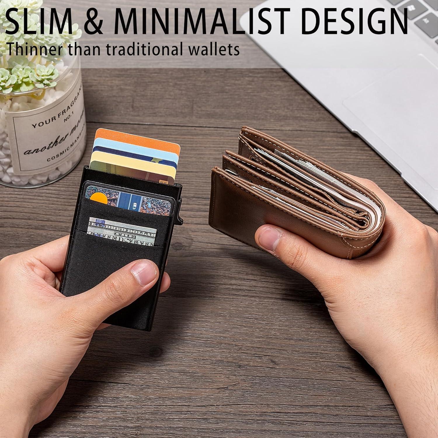 Billetera Slim Minimalista Aluminio RFID para Hombres - Negro