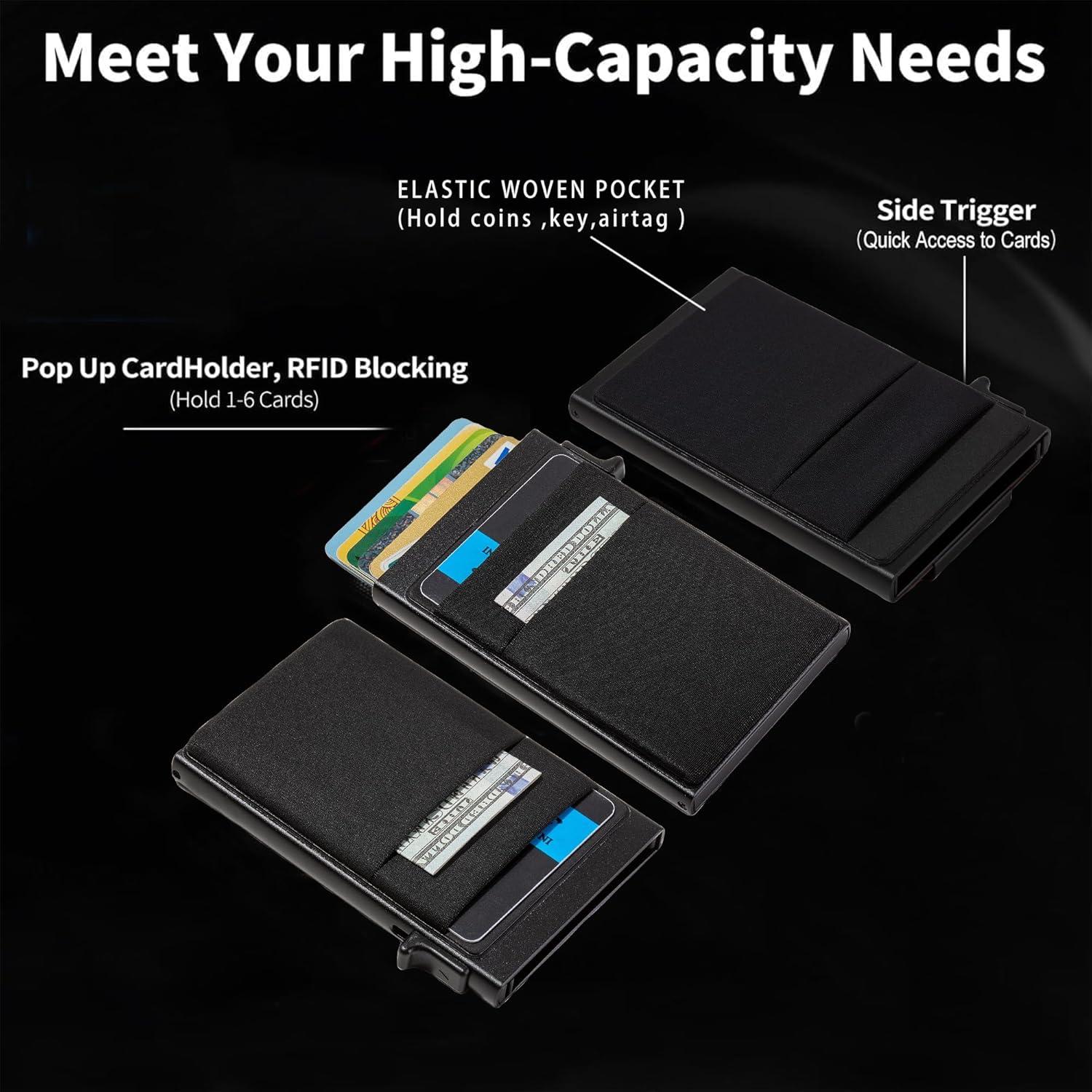 Billetera Slim Minimalista Aluminio RFID para Hombres - Negro