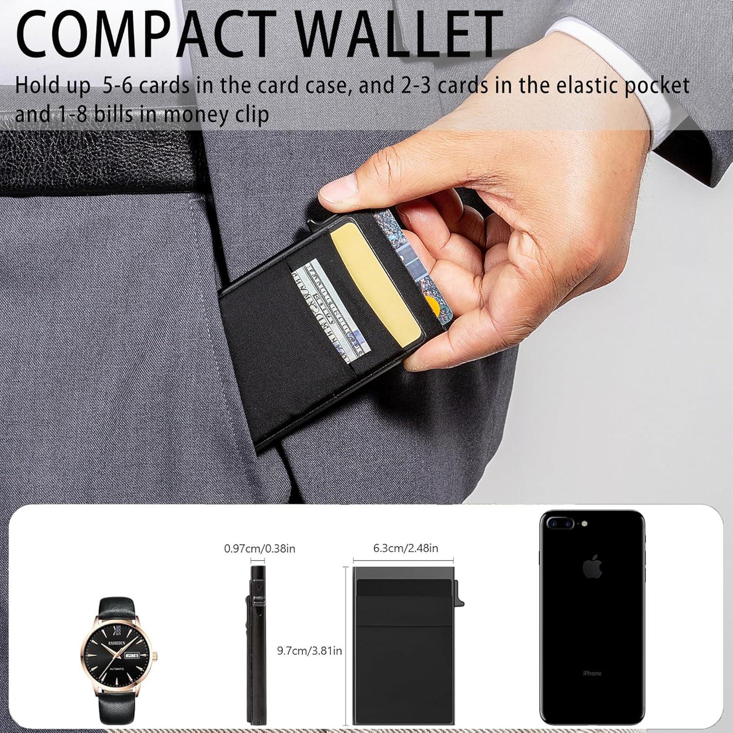 Billetera Slim Minimalista Aluminio RFID para Hombres - Negro
