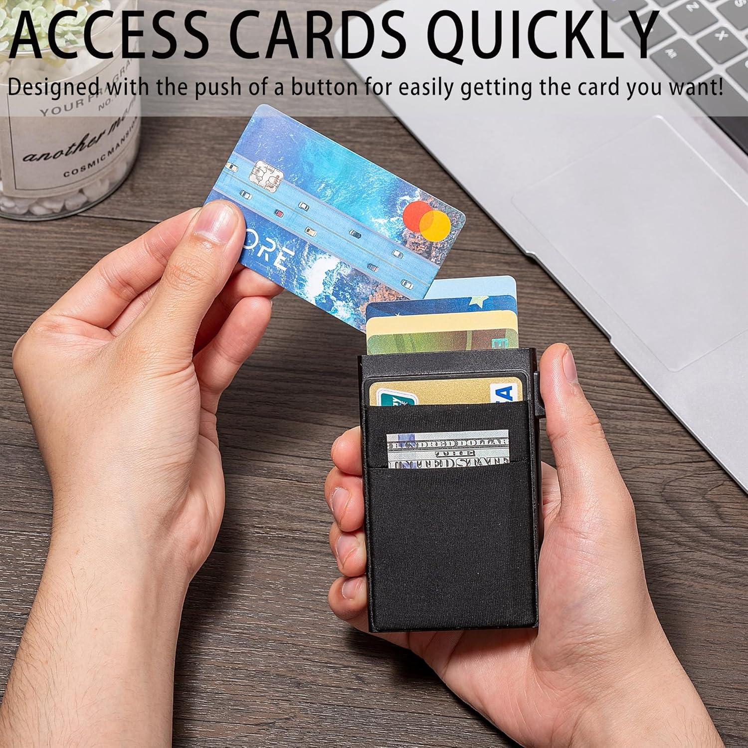 Billetera Slim Minimalista Aluminio RFID para Hombres - Negro