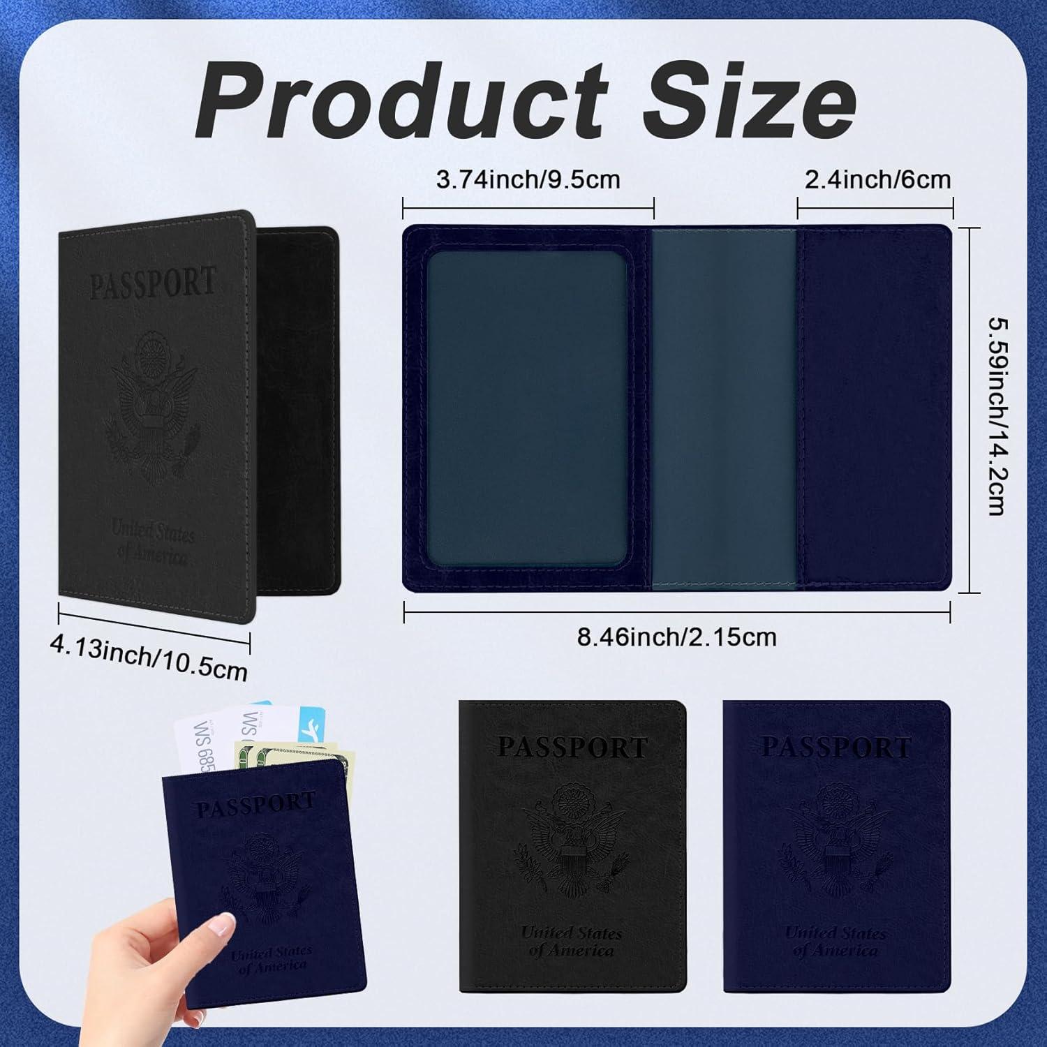 Portapasaportes de Viaje 2 PCS Cuero Sintético Negro y Azul