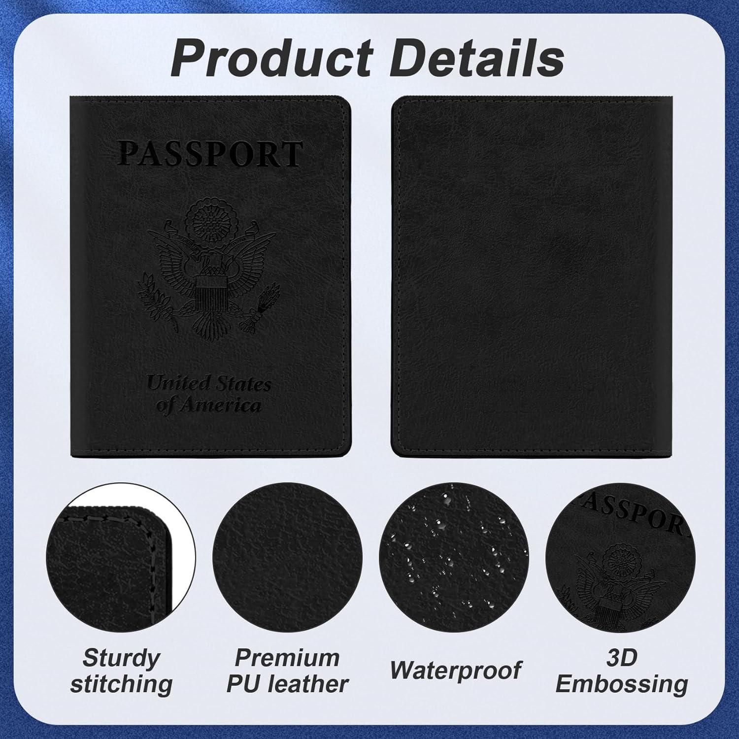 Portapasaportes de Viaje 2 PCS Cuero Sintético Negro y Azul