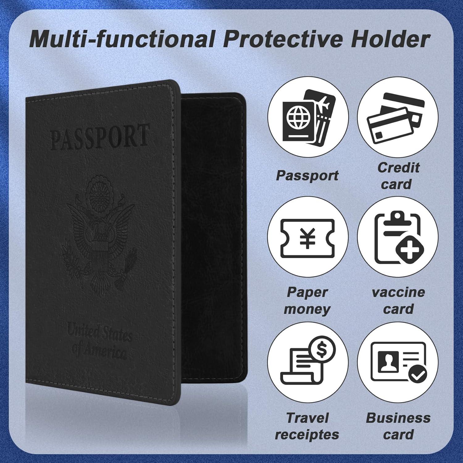 Portapasaportes de Viaje 2 PCS Cuero Sintético Negro y Azul