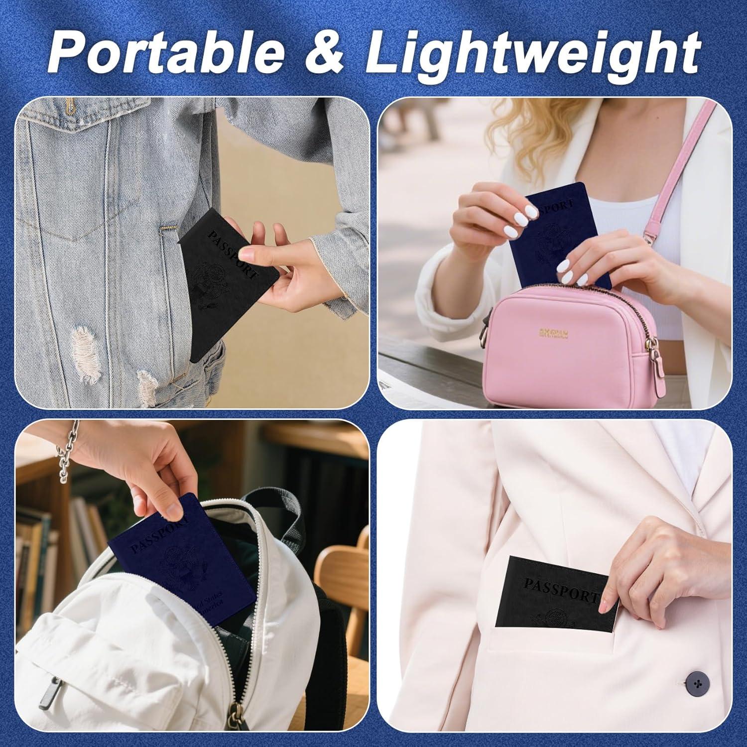 Portapasaportes de Viaje 2 PCS Cuero Sintético Negro y Azul