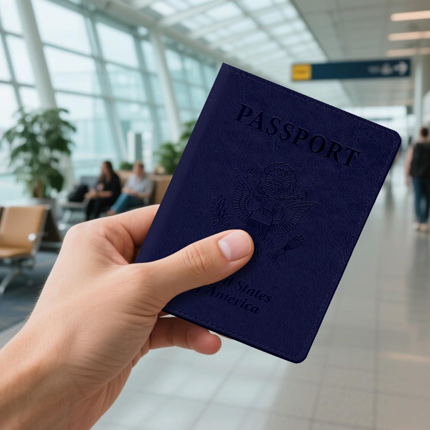 Portapasaportes de Viaje 2 PCS Cuero Sintético Negro y Azul