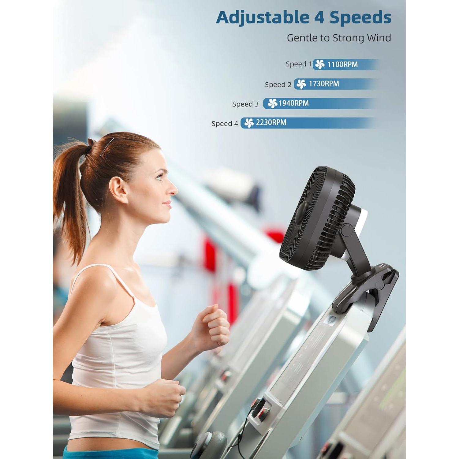 Ventilador Portátil SLENPET 20000mAh 4 Velocidades con Luz