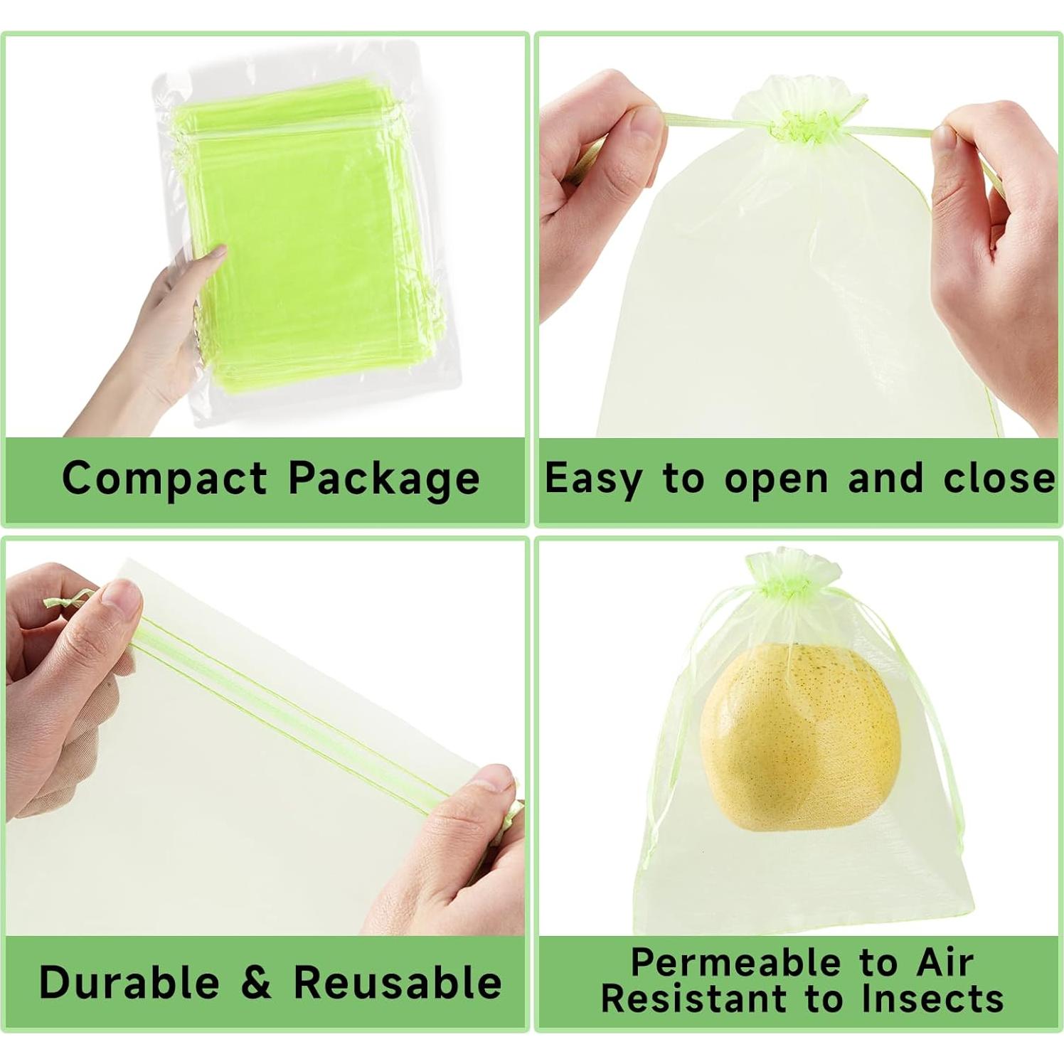 50 Bolsas de Protección para Frutas SmileLucky 15x20 cm Verde