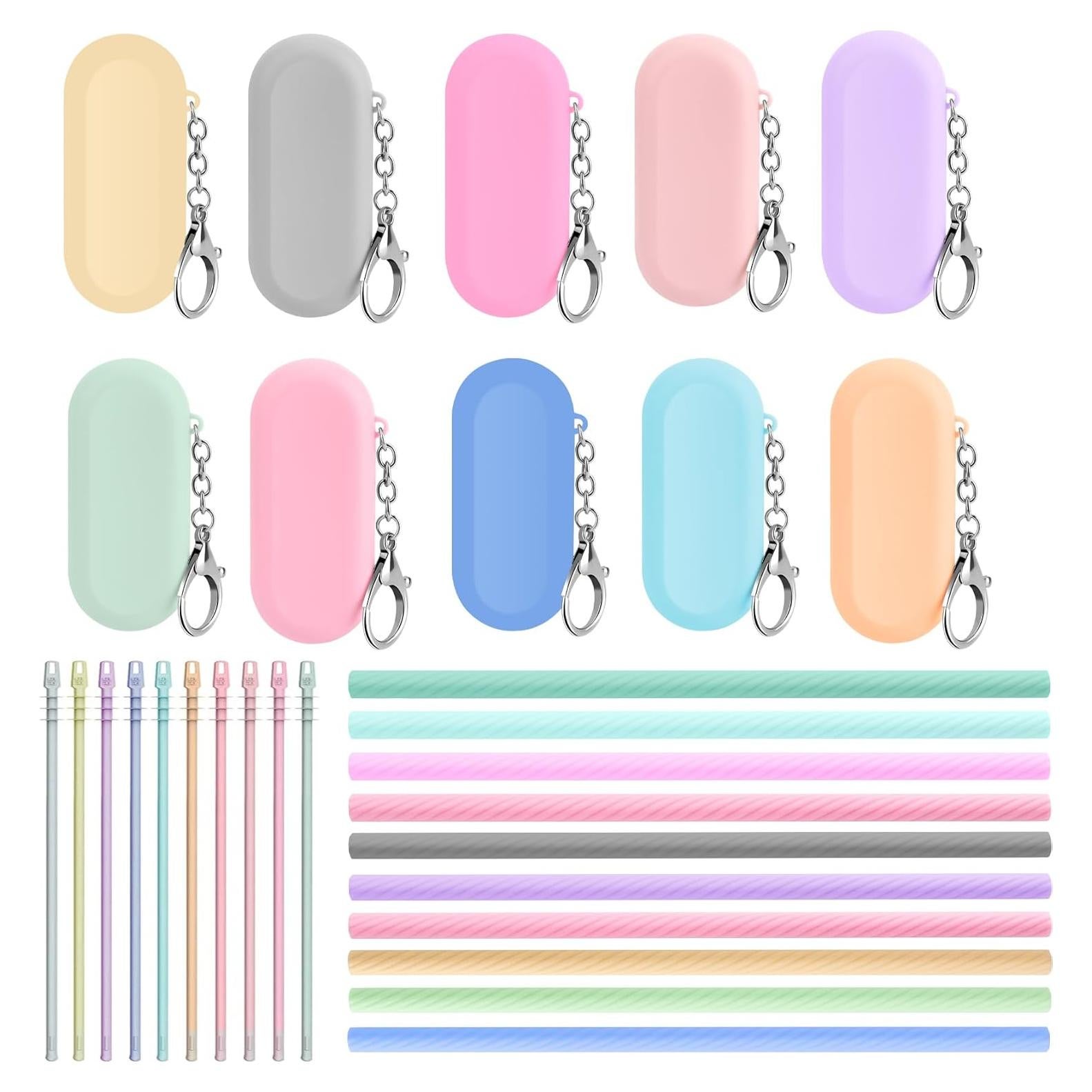 Popotes de Silicona Reutilizables XoGiyu 10 Piezas con Estuche