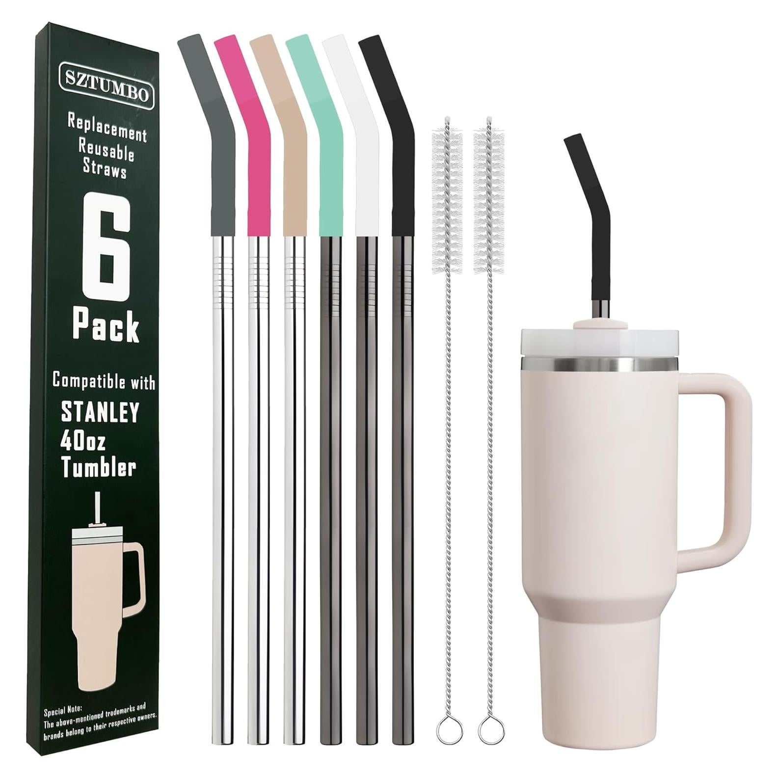 Paquete de 6 Pajitas Reutilizables Sztumbo Acero Inoxidable 30.48 cm