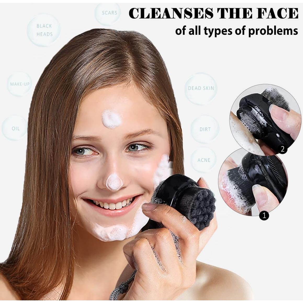 Paquete de 2 Cepillos Faciales Leeshine 2 en 1 Silicona y Cerdas